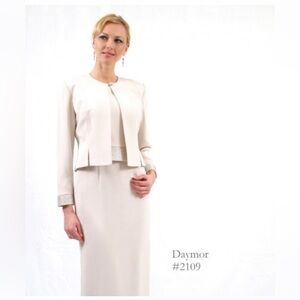 Daymor Elegant Long Sleeve‎ Cream Dress with Jacket